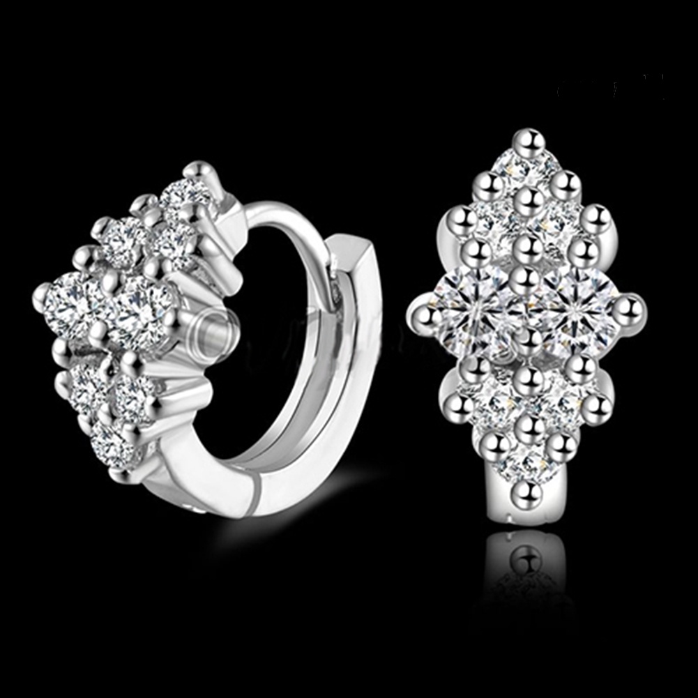 OW@ Women Fashion Rhinestone Ear Stud Round Hoop Huggie Earrings Jewelry Gift