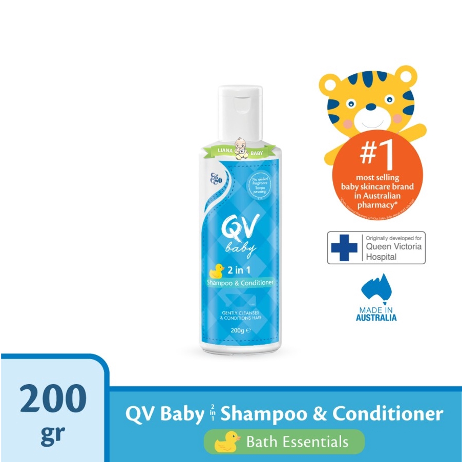 PERA451 SHAMPOO BAYI QV BABY 2 IN 1 SHAMPOO &amp; CONDITIONER 200 ML