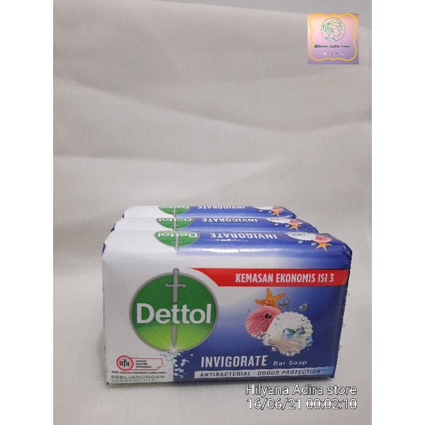 Dettol Invigorate Sabun Mandi Batang 100gr isi 3