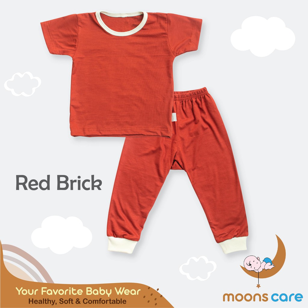 S M L MOONS Stelan Oblong Campur  POLOS Moons/ Baju Oblong Campur , setelan piyama anak PENDEK BAJU