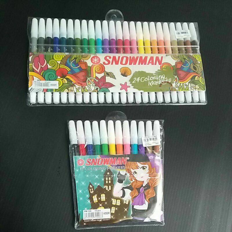spidol kecil warna warni snowman isi 12/24
