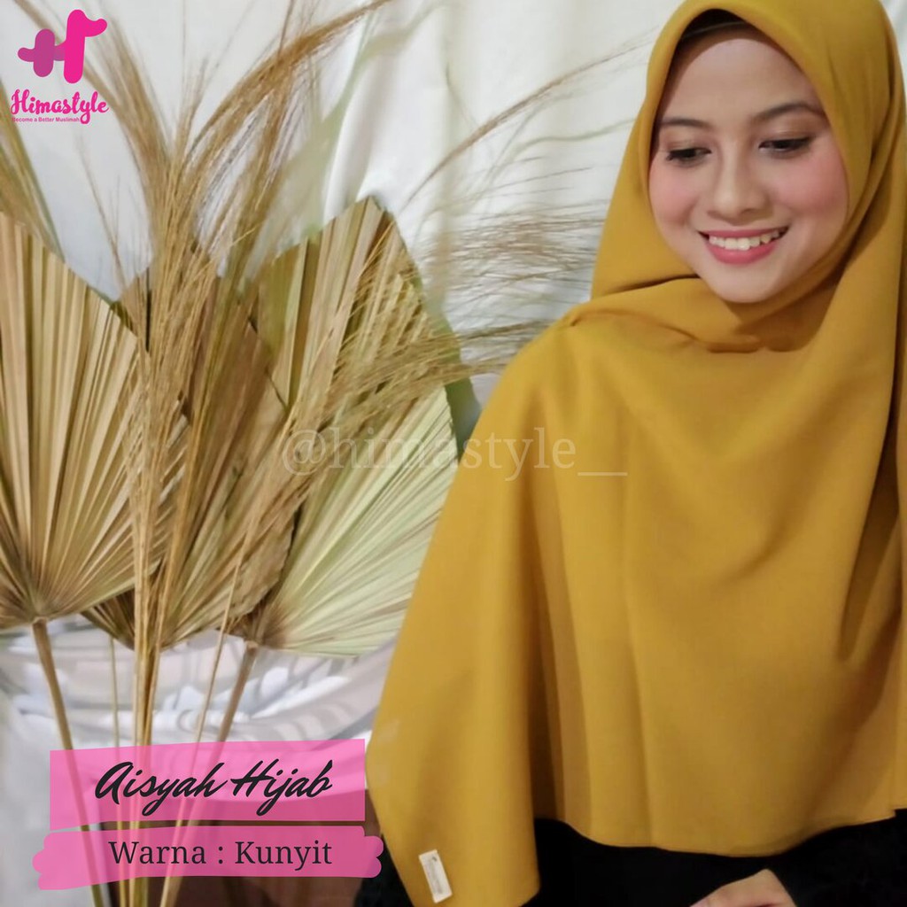 Aisyah Hijab Warna Kuning Kunyit | Jilbab Segiempat Diamond Crep Original Bagus Bahan Adem Kekinian 