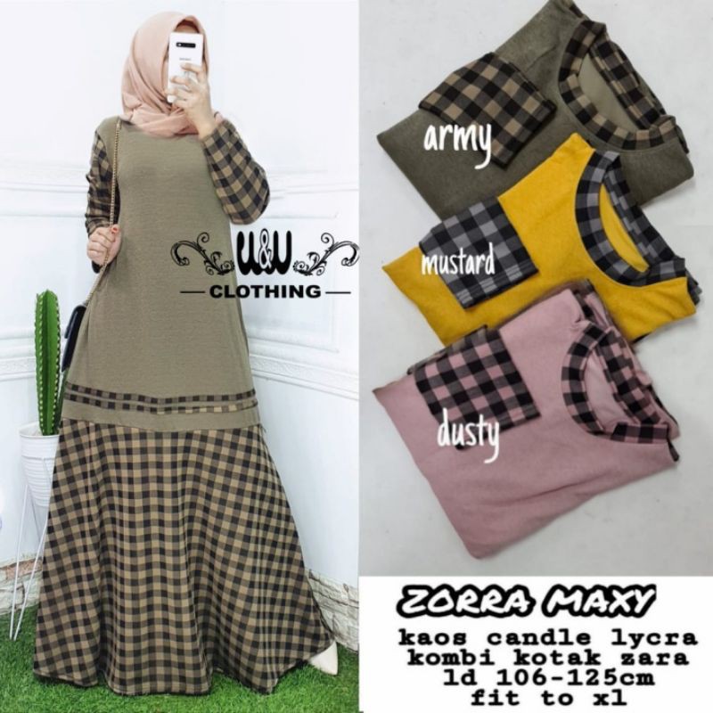 Zorra Maxy By W&W Clothing Matt Kaos Candle Lycra Kombi Kotak Zara Ld 106-125cm Jaladara Fashion