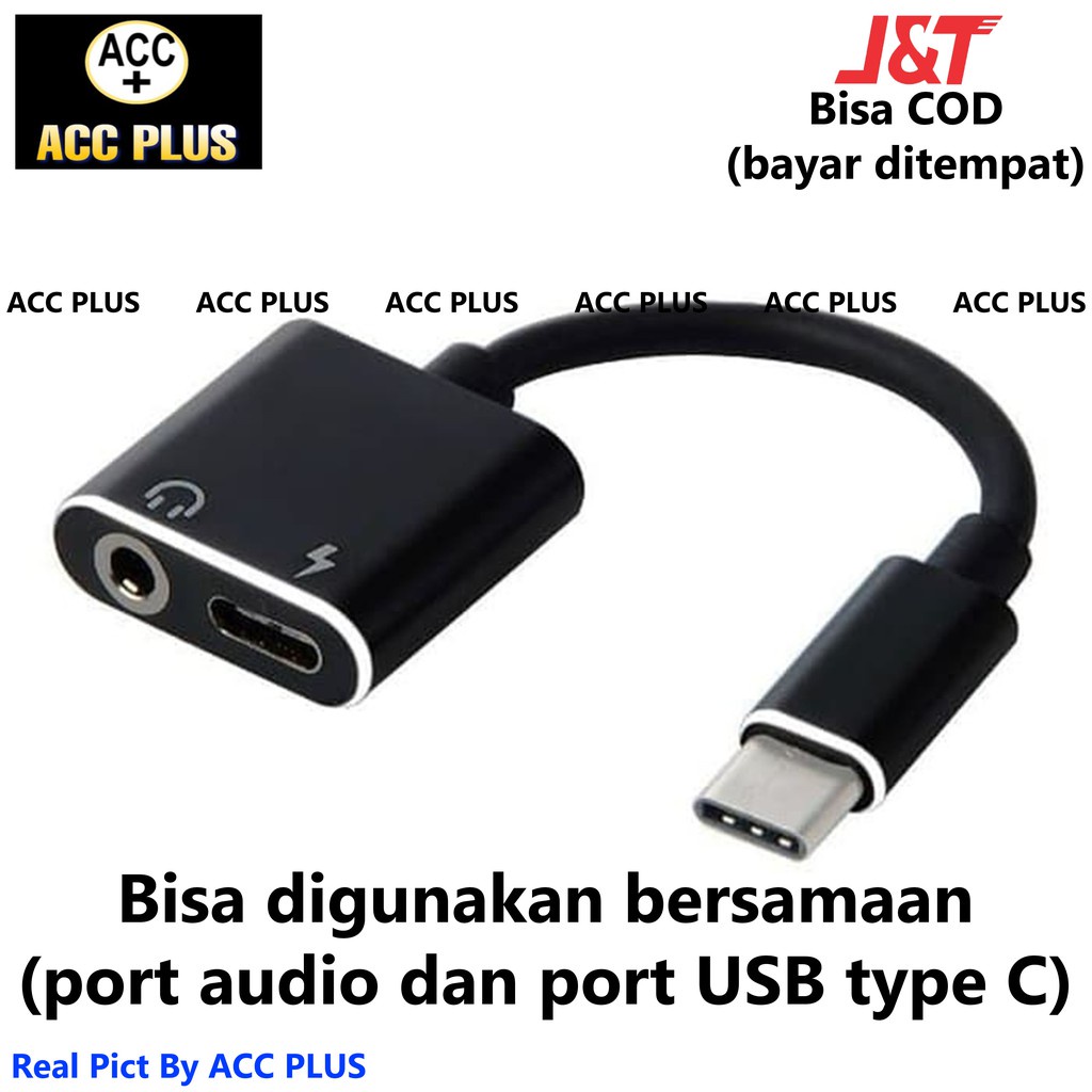 CONVERTER TYPE C 2 IN 1 USB TYPE C TO JACK 3.5 MM SAMBUNGAN KONVERTER AUDIO HEADPHONE MUSIK - ACC PLUS