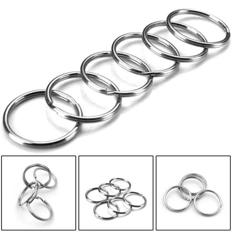 50pcs Gantungan Kunci Dengan Rantai Pendek / O Ring DIY Untuk Strap Handphone