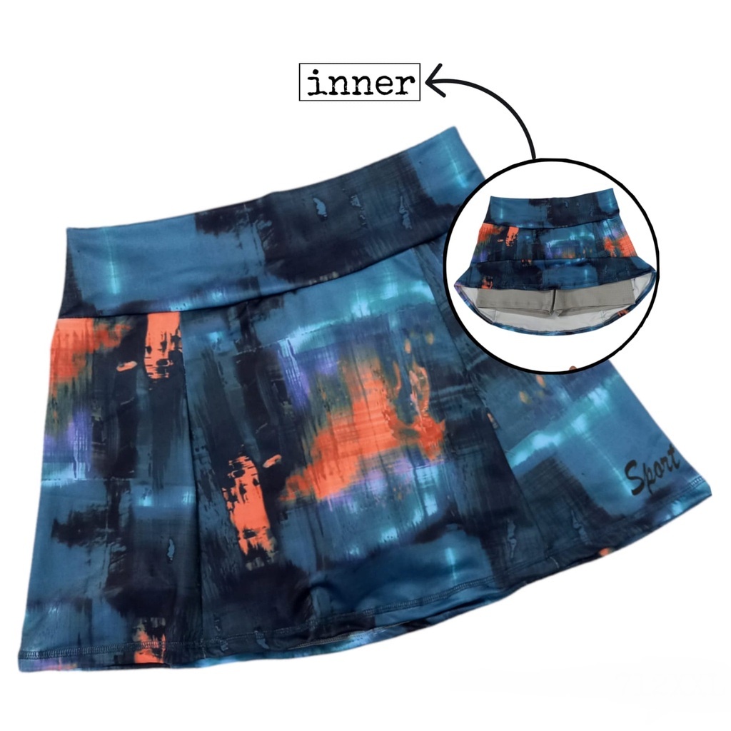 Sport Mini Skirt/Rok Pendek Olahraga/Rok Jumbo/Rok Pendek Big Size/Tennis Mini Skirt/Rok Olahraga Tennis Wanita-MOTIF ABSTRAK
