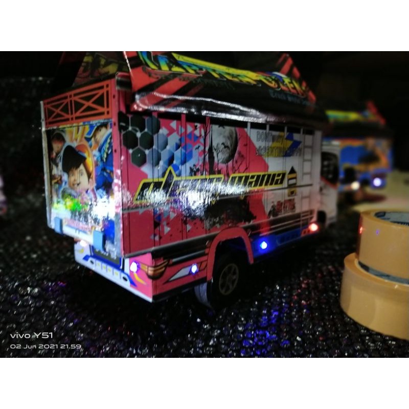 Truk oleng Oleng putih miniatur truk oleng jumbo 42 cm full lampu terpal