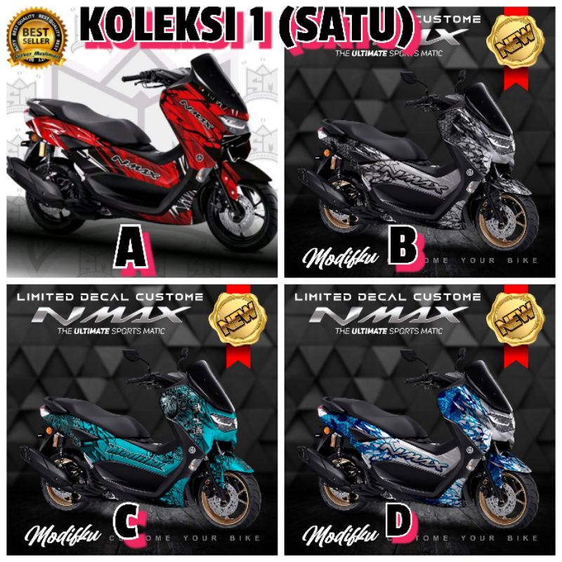 Decal Sticker New Nmax 2020 motif abstrak merah Full Body