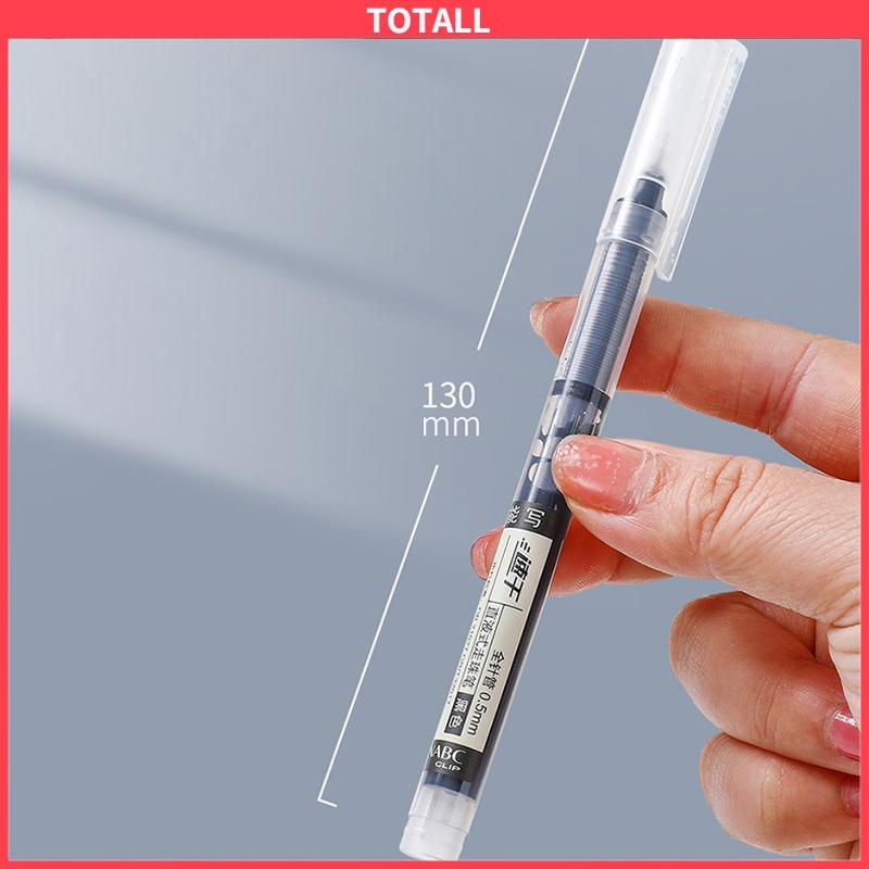 COD 0.5mm Tip Lurus Cair Roller Ball Pen Kantor Tabung Jarum Penuh Siswa Ujian Gel Pena-Totall