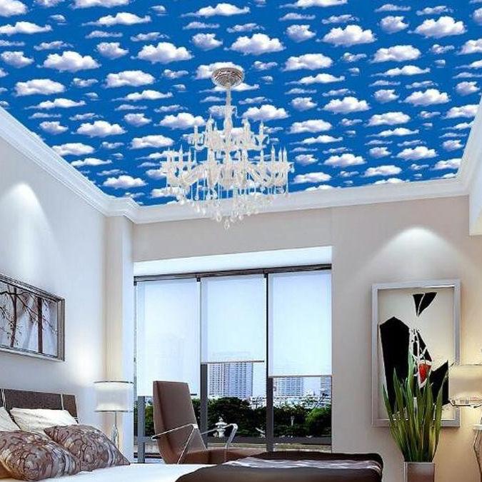 Wallpaper Sticker Plafon Atap Rumah Motif AWAN BIRU LANGIT