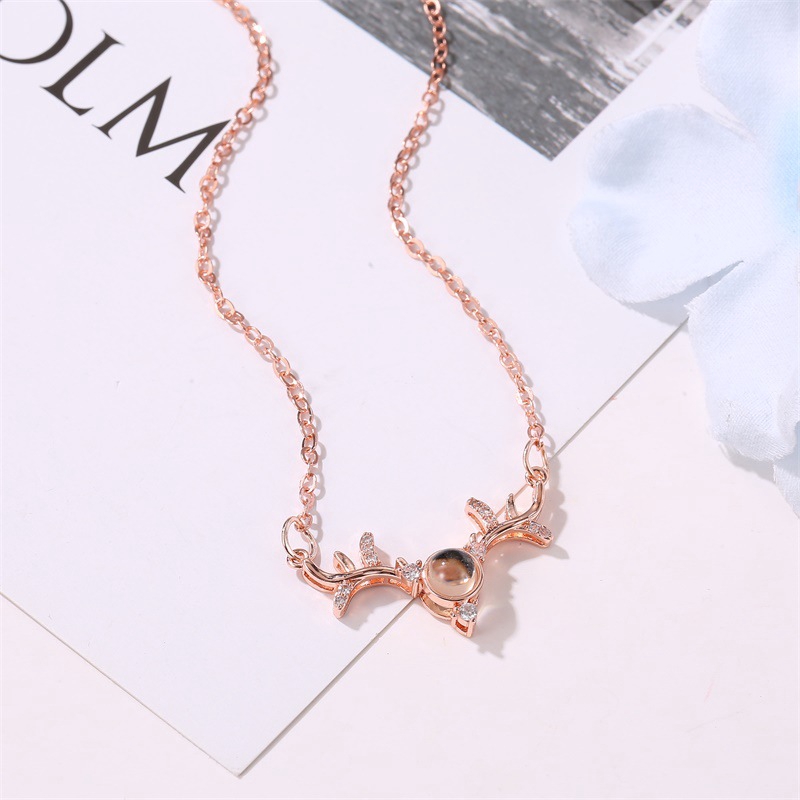 Kalung tanduk 100 bahasa I love you projection necklace Seekor rusa memiliki Anda