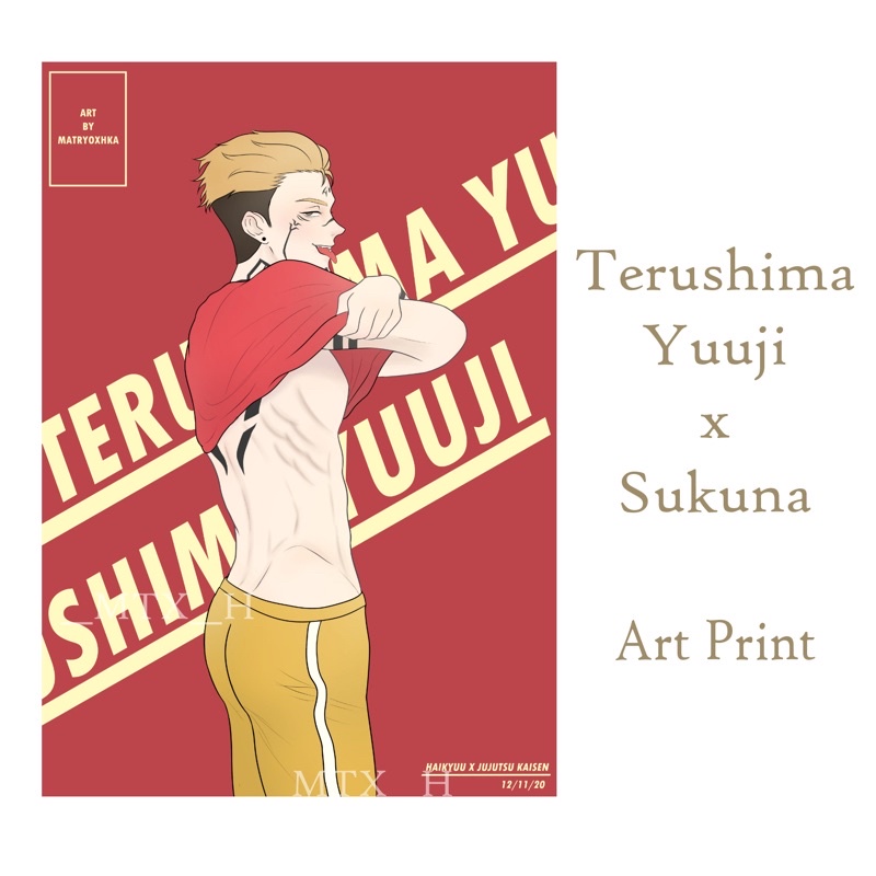 Art print Haikyuu Terushima Yuuji x Sukuna JJK