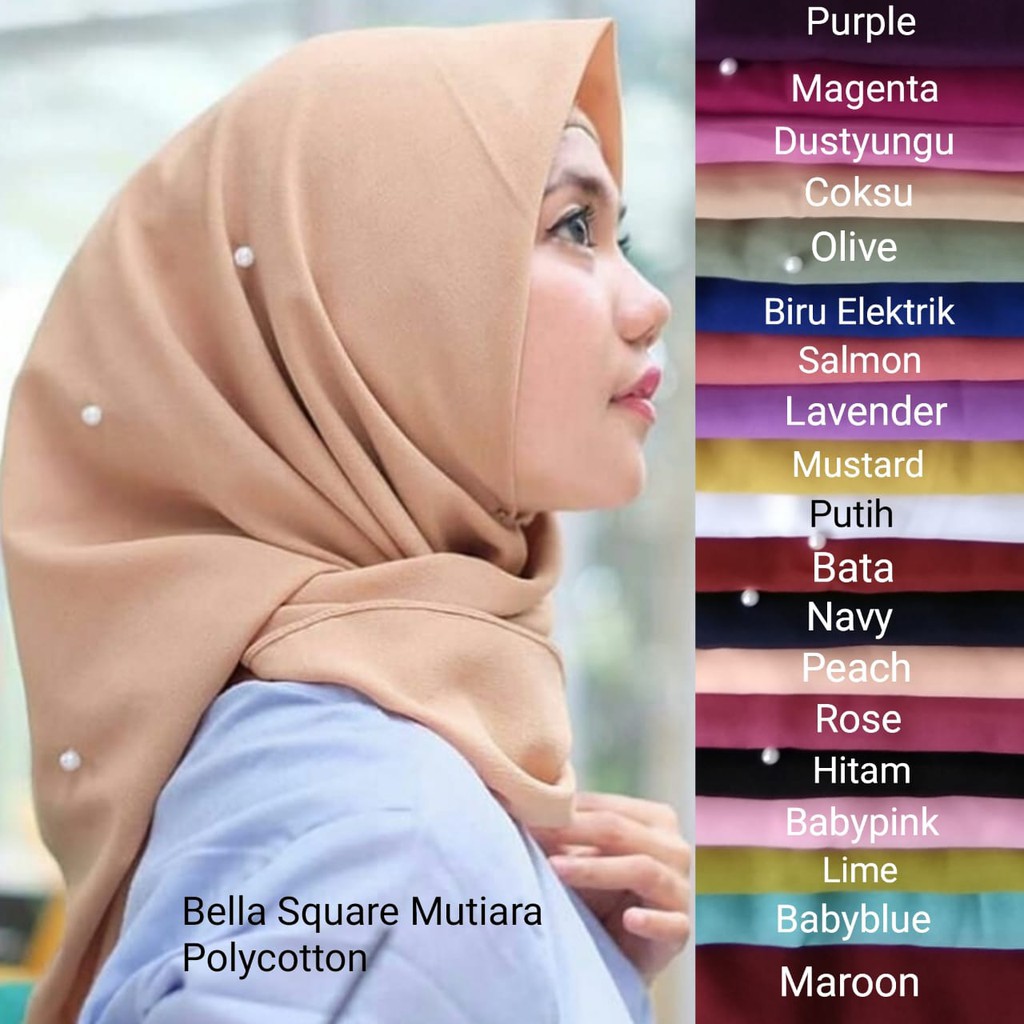 SEGIEMPAT MUTIARA PEARL POLYCOTTON BELI 10 GRATIS 1 HIJAB SQUARE