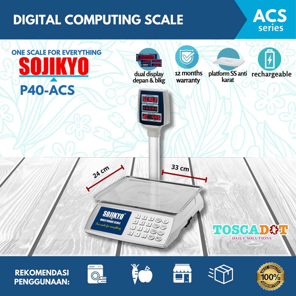 Timbangan harga SOJIKYO 40 kg dengan tiang kepala | P40ACS