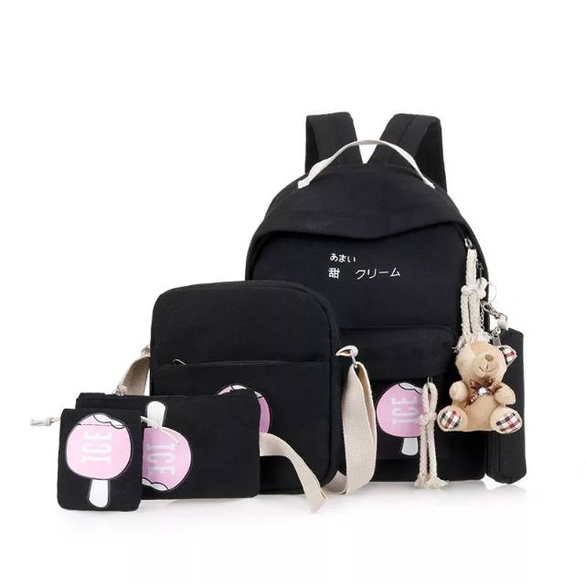 Ransel MURAH Anak satu set motif eskrim WALLS 4in1 kanvas