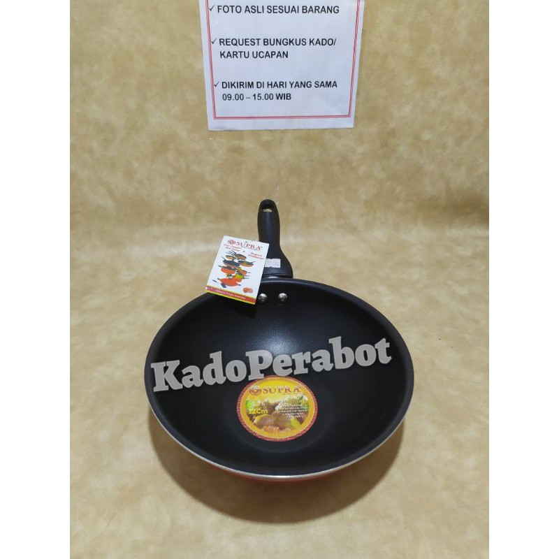 teflon supra mini wok 22cm - kuali anti lengket - wajan bahan teflon