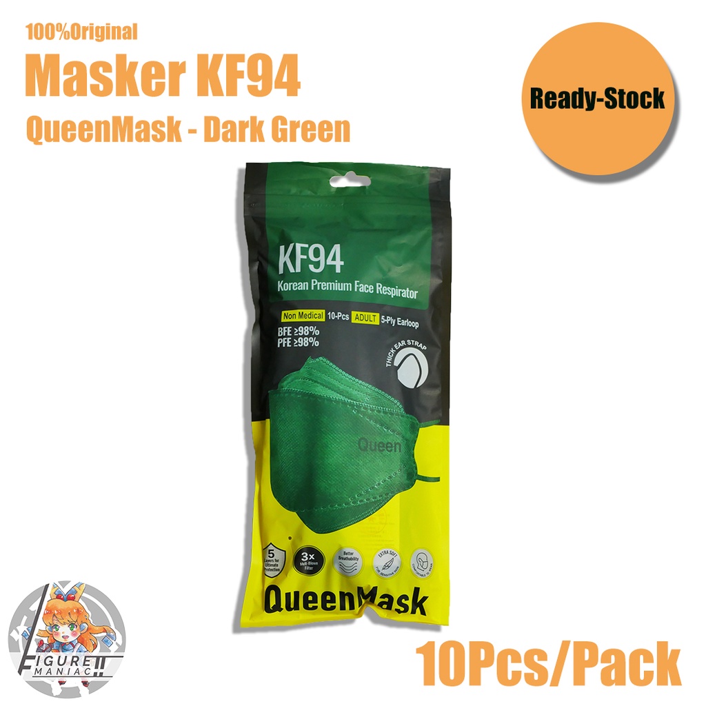 Figure Maniac - Masker KF94 QueenMask Earloop Korean Style Original 1 Pack isi 10