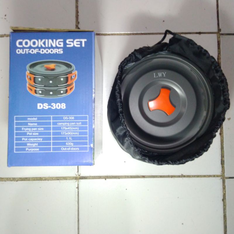 Cooking Set Outdoor, Alat Masak Camping Nesting Misting, Teko DS11 DS200 DS308