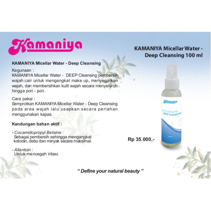 Kamaniya MIcellar Water - Deep Cleansing (100ml)