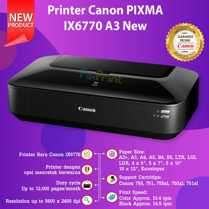 Printer Canon PIXMA IX6770 IX 6770 IX-6770 Print A3 GARANSI RESMI