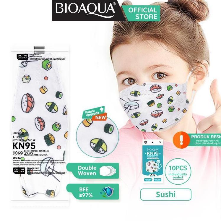 [SKU : LDEGS] BIOAQUA Disposable Anak Mask EVO Masker wajah Kids 4ply 10pcs