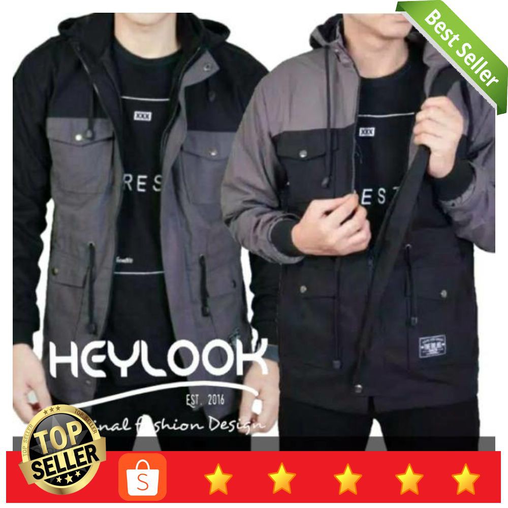 SHOP909 JAKET PARKA KANVAS ORIGINAL KOMBINASI PRIA COWOK KEREN DISTRO IMPORT