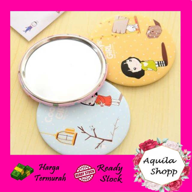 HAND MIRROR CERMIN KACA BULAT / SOUVENIR/ CERMIN IMPORT MURAH