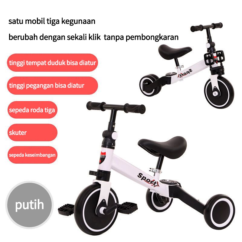 3 In 1 Kids Tricycle + Balance Bike + Baby Walker Child Push Bike Toddler