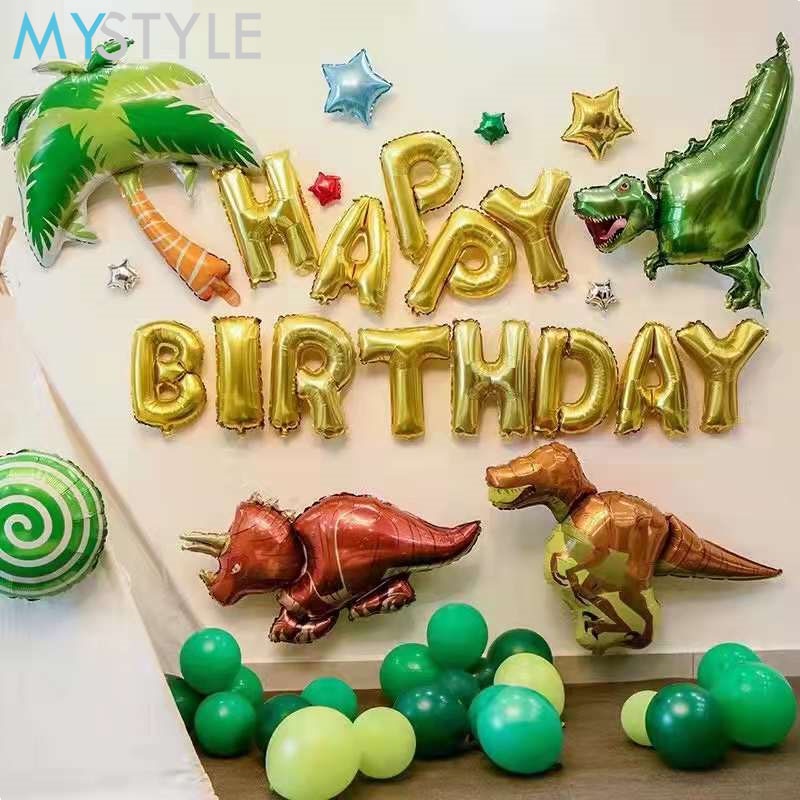 BALON FOIL TEMA DINOSAURUS BALON DINO JUMBO BALON HAPPY BIRTHDAY HBD DEKORASI ULANG TAHUN