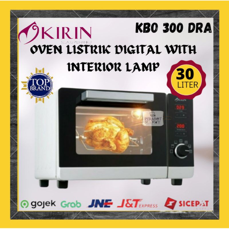 Kirin Oven Listrik Digital Kirin 30 Liter KBO-300DRA Oven Low Watt Listrik Kirin Stainless 1500 Watt