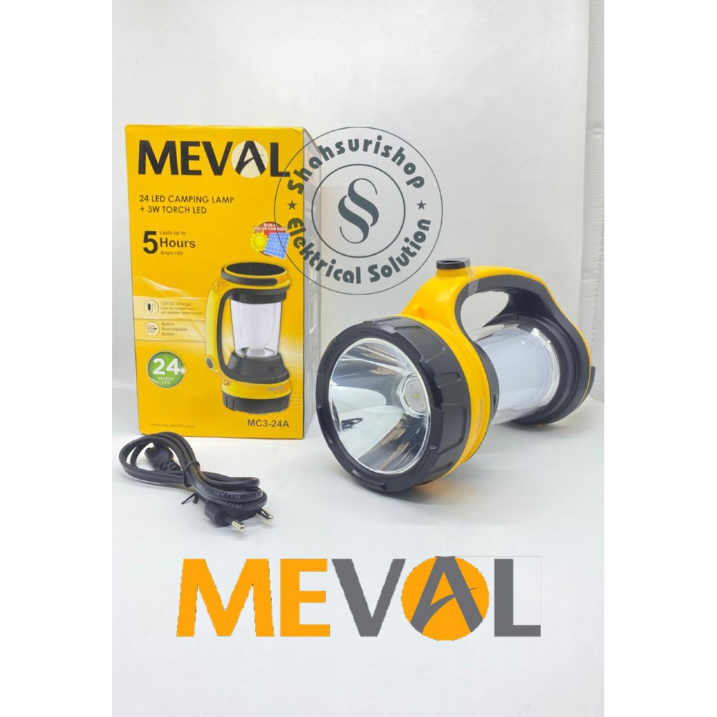 LAMPU EMERGENCY MEVAL MC3 24A PANEL SURYA 24LED Camping Lamp 3W Senter