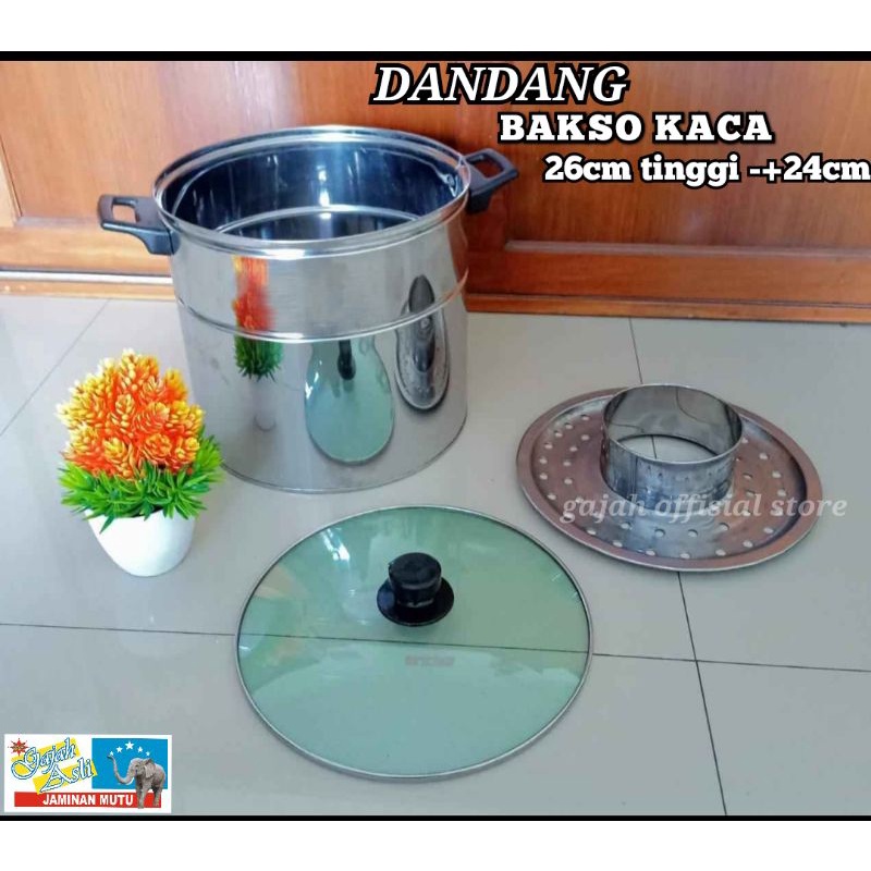 Dandang Bakso Tutup Kaca Uk 26cm
