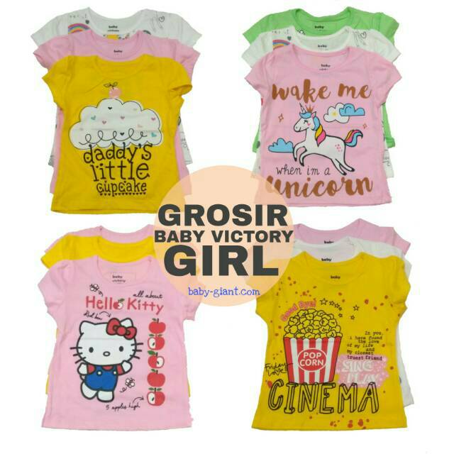 Baby Victory Kaos Anak Cewek Ukuran 6-12m, 1Y, 2Y, 3Y, 4Y, 6Y, 8Y, 10Y GROSIR &amp; ECERAN