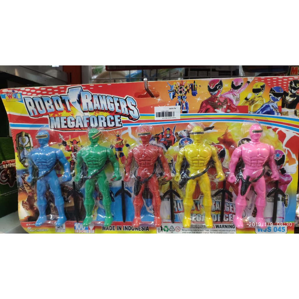 Mainan anak action figure set robot rangers megaforce 5 set SNI MURAH