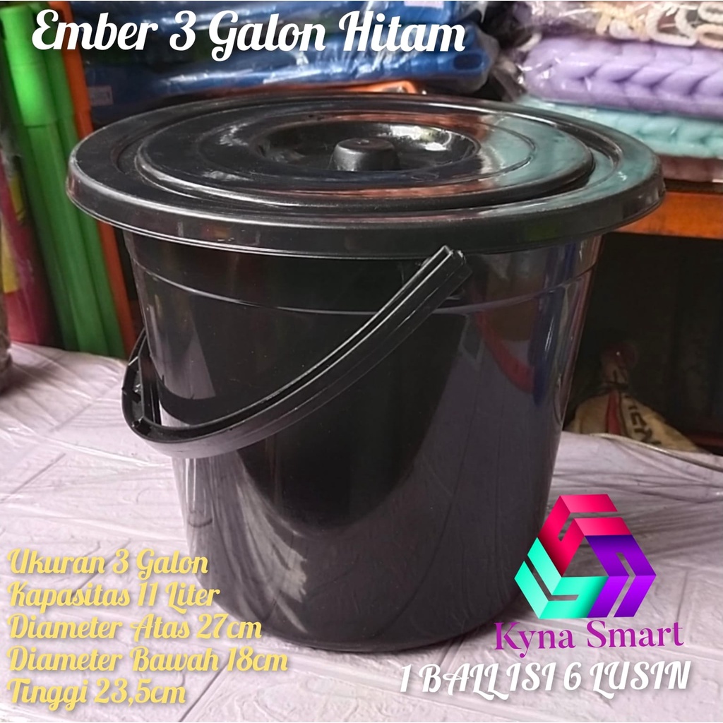 MS GRAB GOJEK Ember Timba Hitam 3 Galon + Tutup  Slametan / Air 11L
