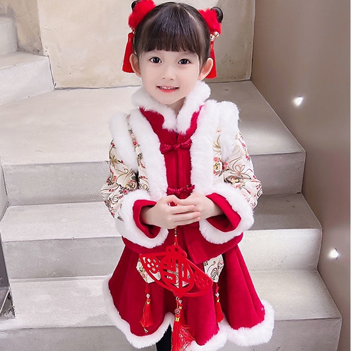 Girls' new year clothes thickened Chinese New Year clothes Tang clothes girls' new year clothes wint