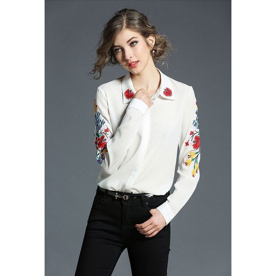 Blouse Putih Kemeja Formal Lengan Panjang Bahan Hemp Import Premium 32624