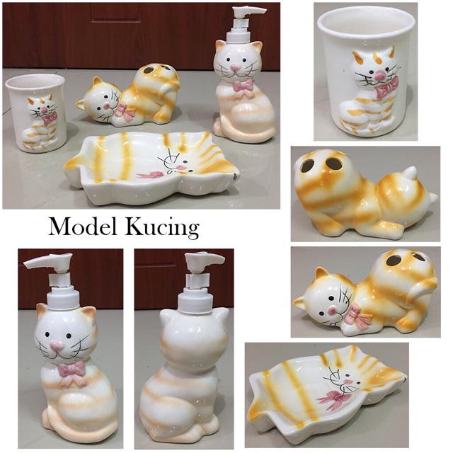 1 Set Keramik Tempat Sabun & Sikat Gigi / Tempat Sabun Batang / Tempat Sabun Cair