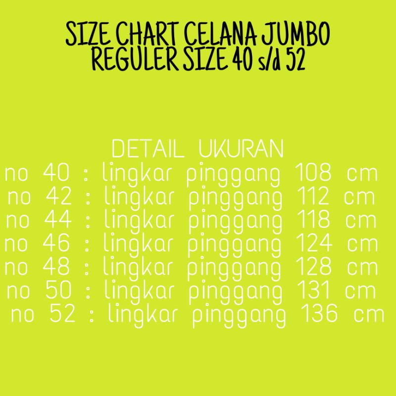 celana jeans jumbo regular size 40-52