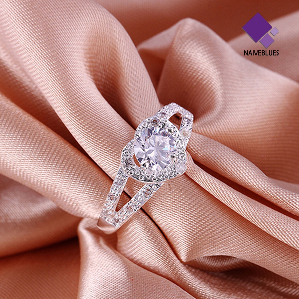 Cincin Sterling Silver 925 Bentuk Hati Aksen Kristal Untuk Wanita