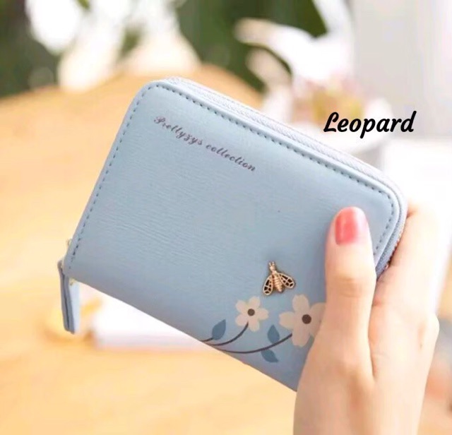 Dompet Mini Lipat Resleting LADYBUG FLOWERS /dompet wanita mini lipat muat banyak ringan