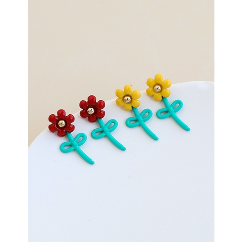 LRC Anting Tusuk Fashion White Alloy Flower P27177