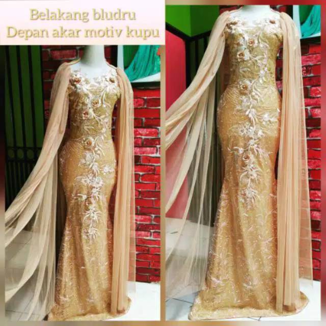 Gaun mewah akar gold motiv