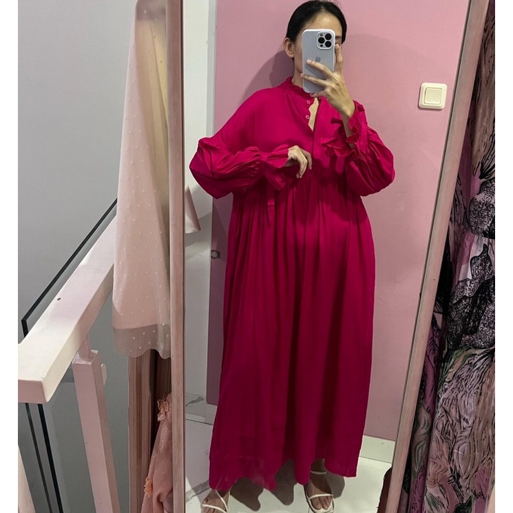 NABO - Kasela Long Dress Magenta (Dress Panjang Bahan Rayon)