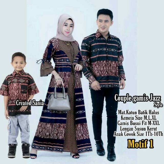 Baju batik couple keluarga/family full katun set anak muslim ukuran sampai jumbo