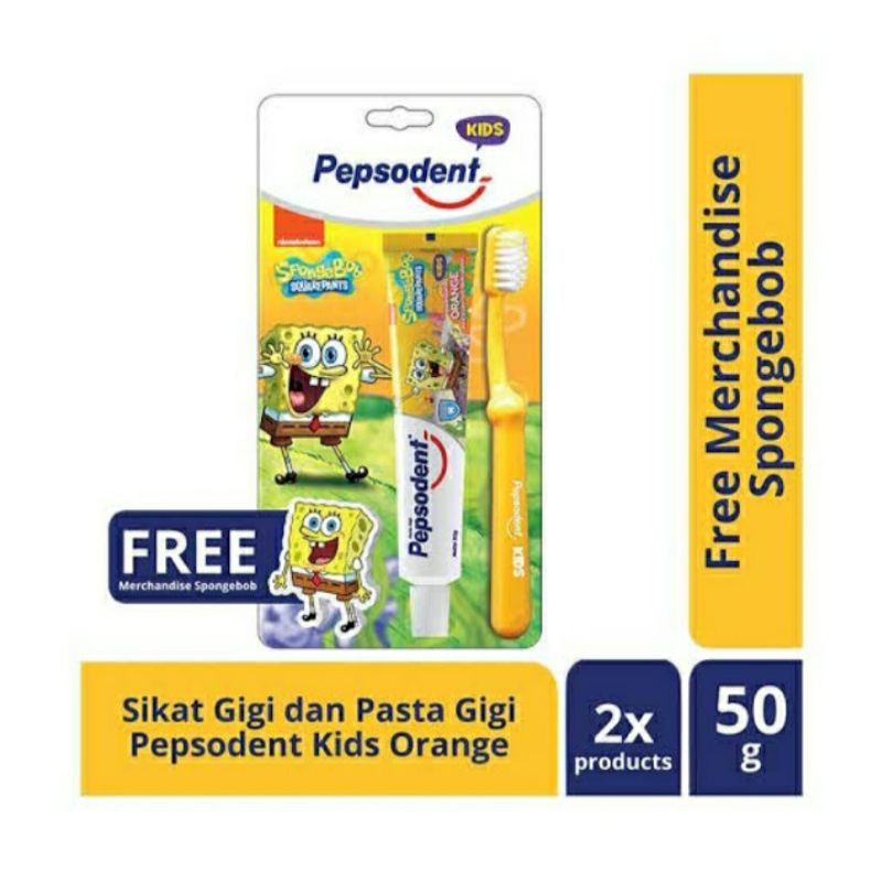 Pepsodent Kids Pasta Gigi dan Sikat Gigi Anak Spongebob 50 gr