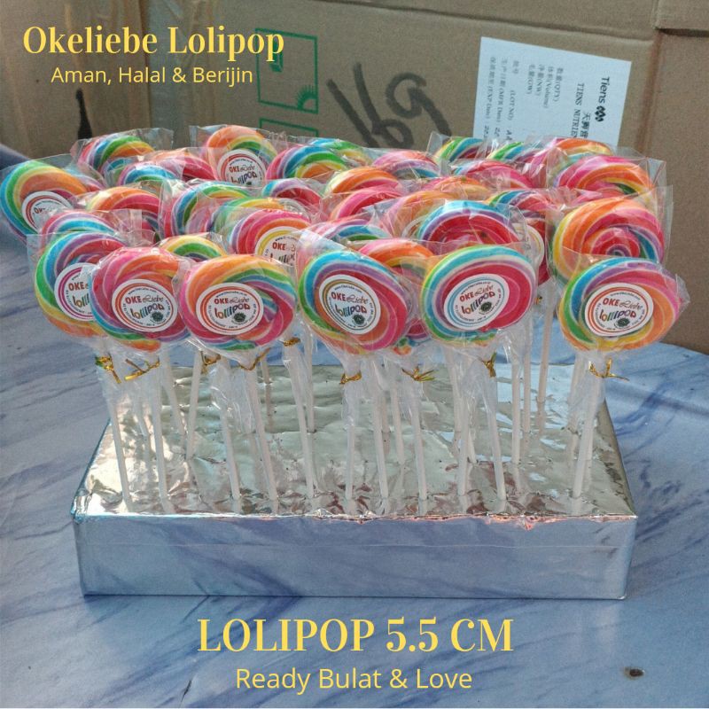 Permen Lolipop Pelangi 5.5cm Langsung Pabrik - Candy Lolypop Lollipop