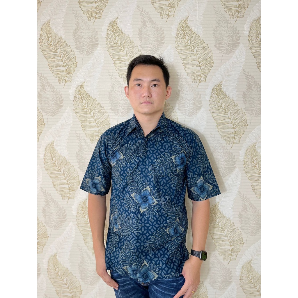 KEMEJA BATIK PRIA LENGAN PENDEK BIRU