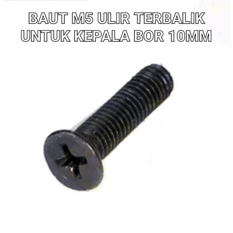 Baut m5 ulir terbalik untuk mesin bor cordless listrik chuck kepala bor 10mm Harga per 4 pcs