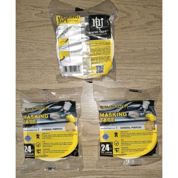 

Nachi Solasi Isolasi Selotip Lakban Kertas 24mm x 20Y 24 mm 1 inch Masking Tape